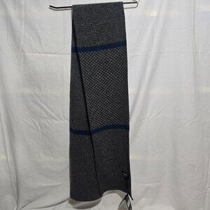 NWT Robert Mackie Made in Scotland 100% New Wool Scarf Black Gray Blue 9 1/4x76"